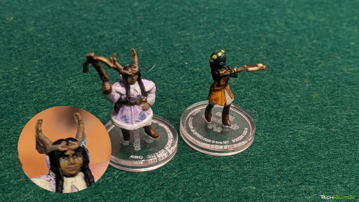 The Wizkids Critical Role Mighty Nein Miniatures Nott the Brave and Veth Brenatto miniatures