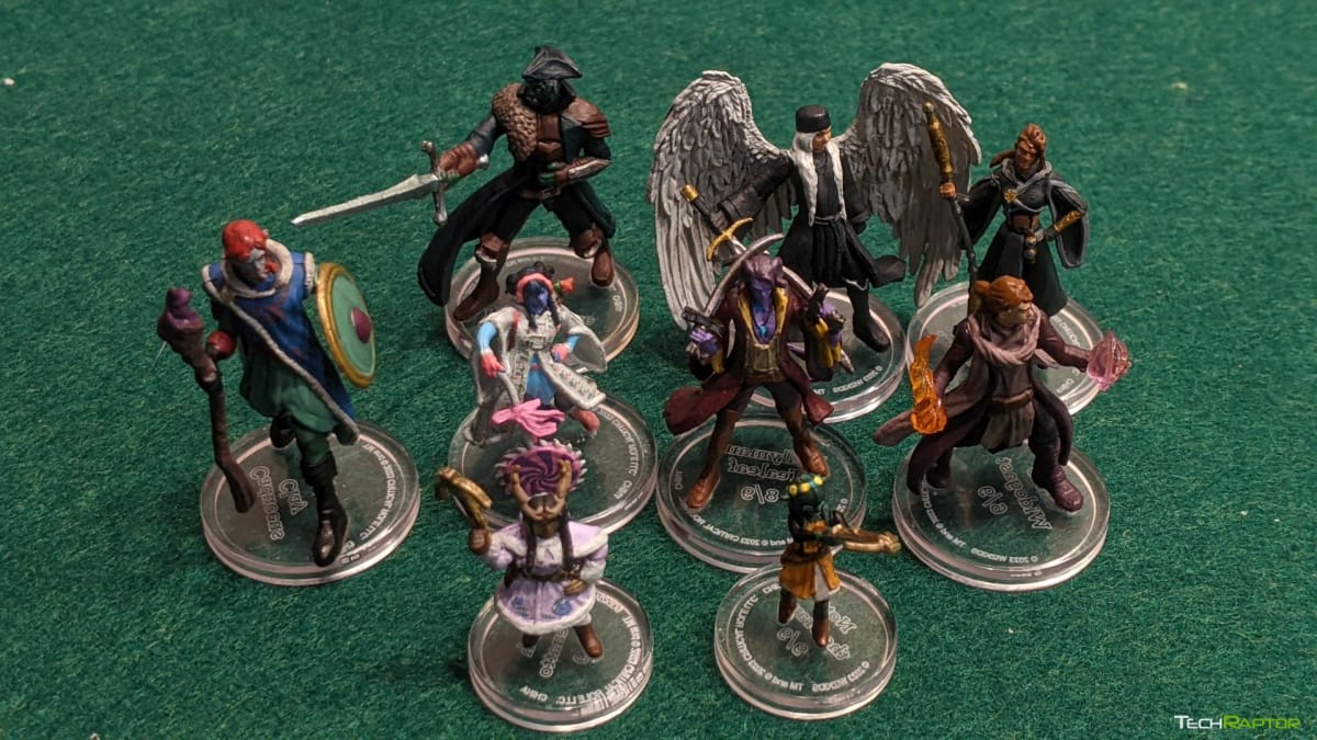 The Wizkids Critical Role Mighty Nein Miniatures all together