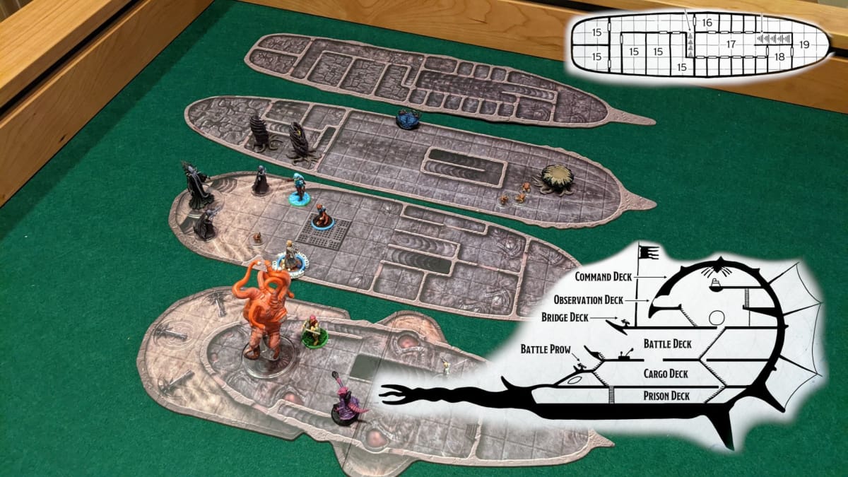 The full maps shown in Spelljammer alongside those found in Wizkids Adventure in a box Mind Flayer Voyage