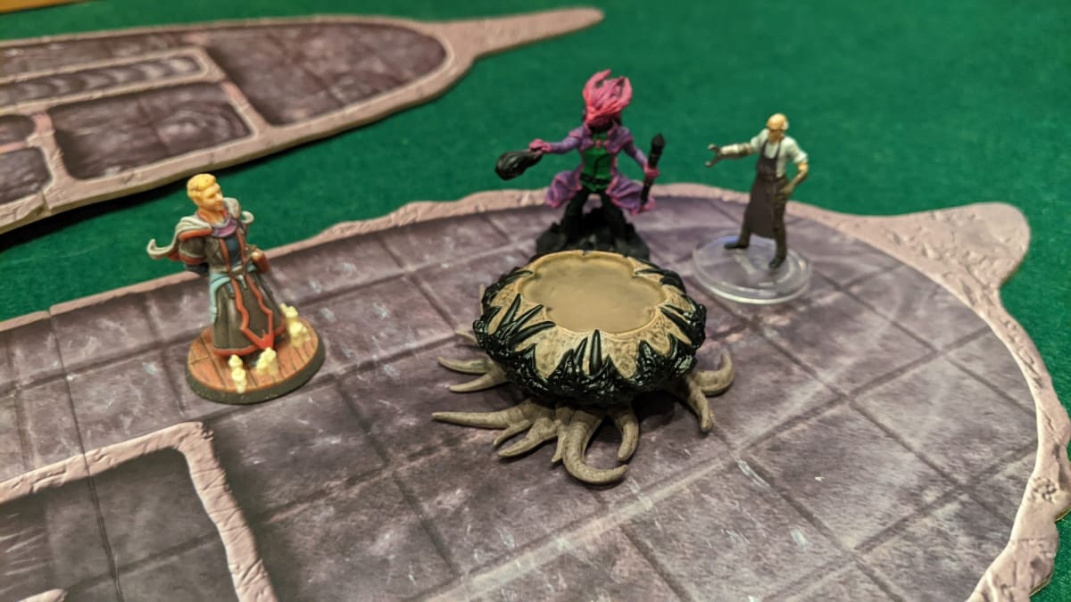 Three members of a party investigating Spawning Pools in Wizkids Adventure in a box Mind Flayer Voyage