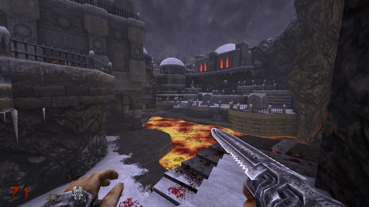 Zrzut ekranu broni ostrzowej z gry Wrath: Aeon of Ruin.