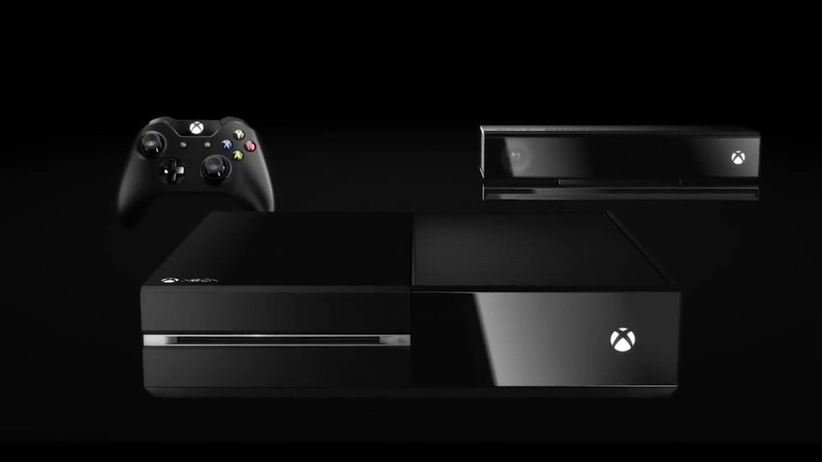 The Xbox One console alongside a controller and the Kinect peripheral