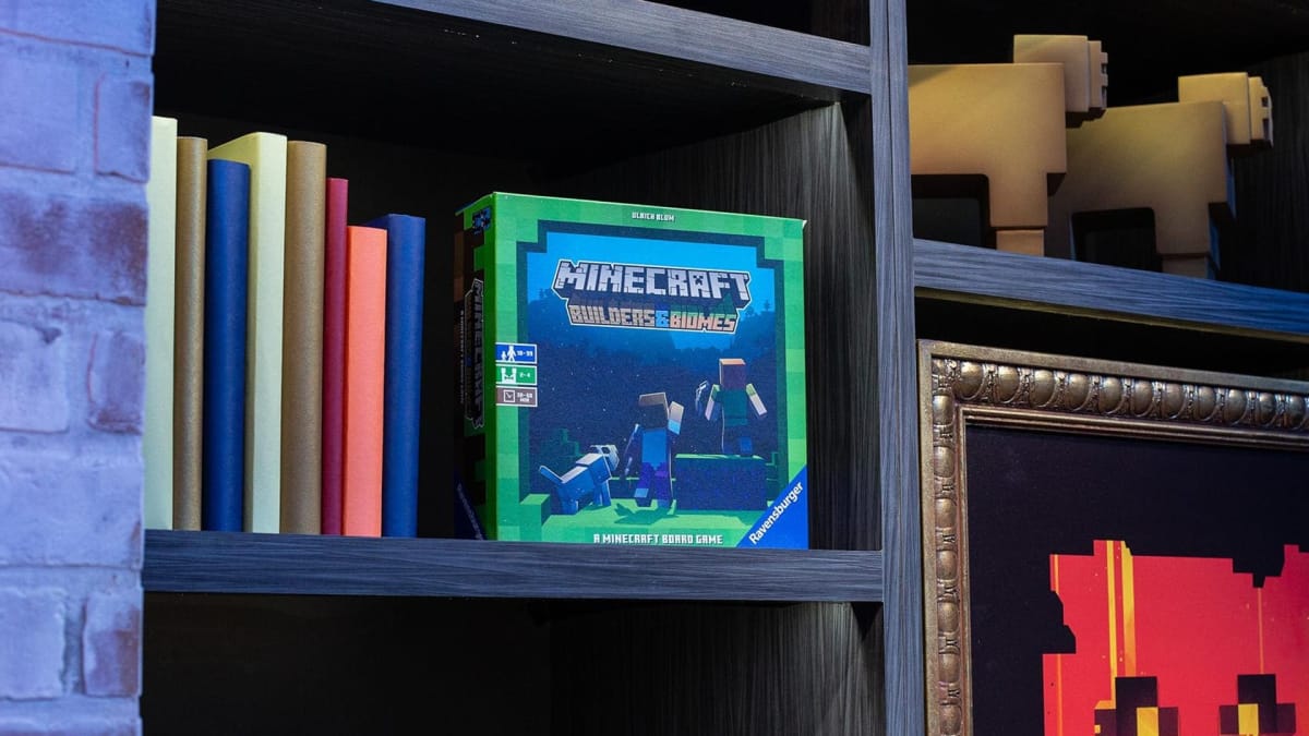 Minecraft Builders & Biomes on a shelf