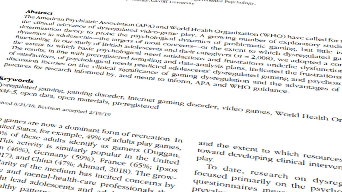 Gaming Disorder Study Abstract