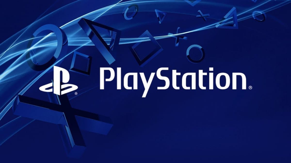 The PlayStation logo on a blue background