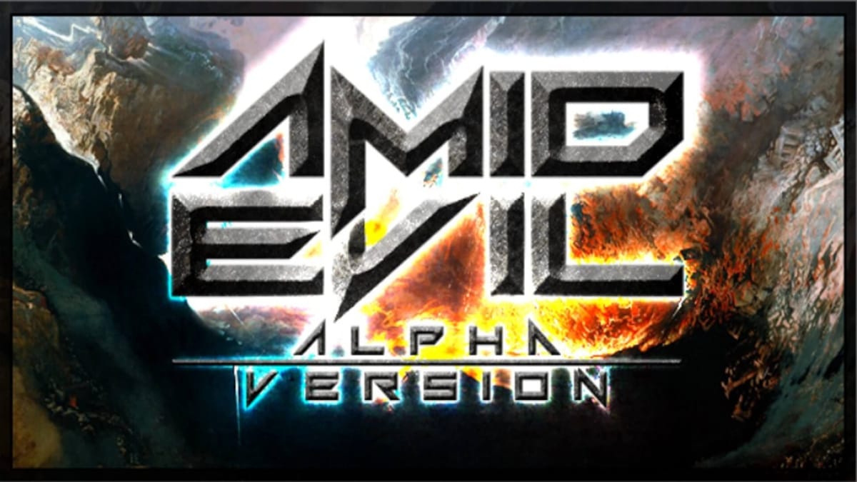 Amid Evil alpha version logo