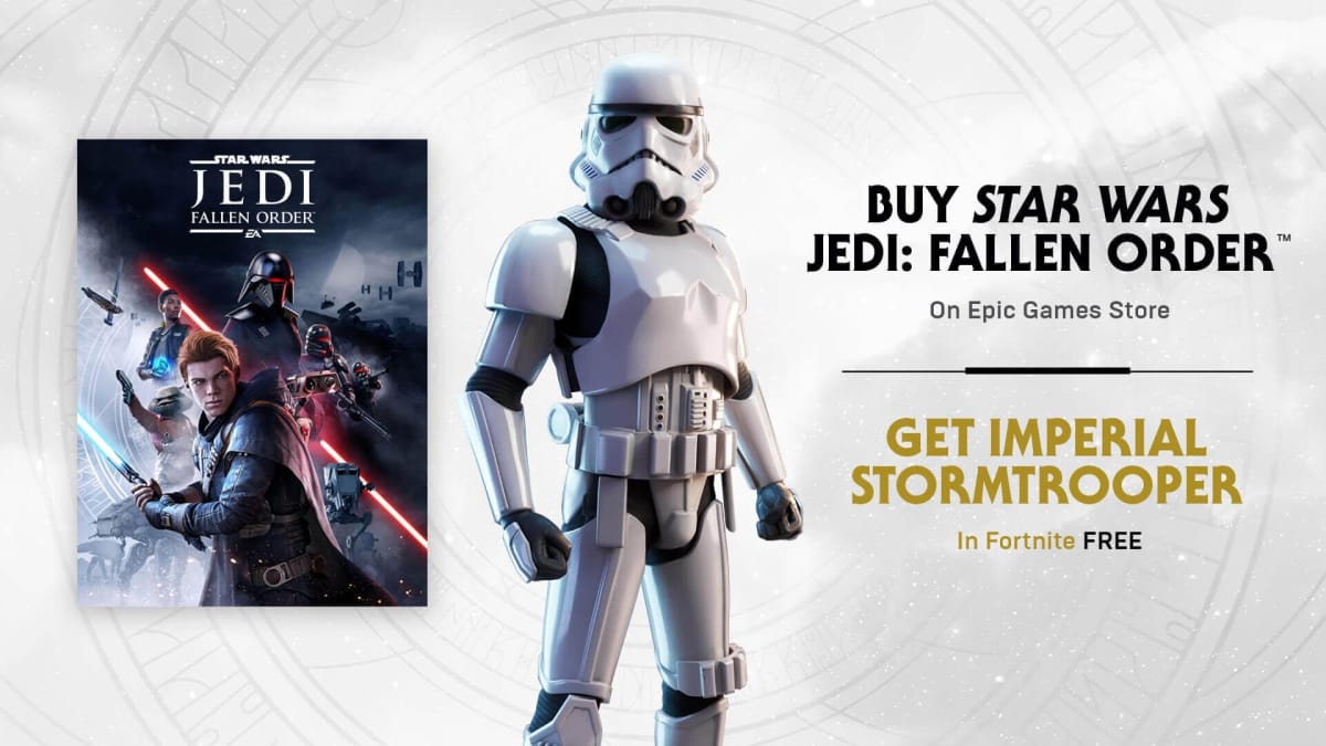 A promo image detailing the Star Wars Jedi: Fallen Order Fortnite skin