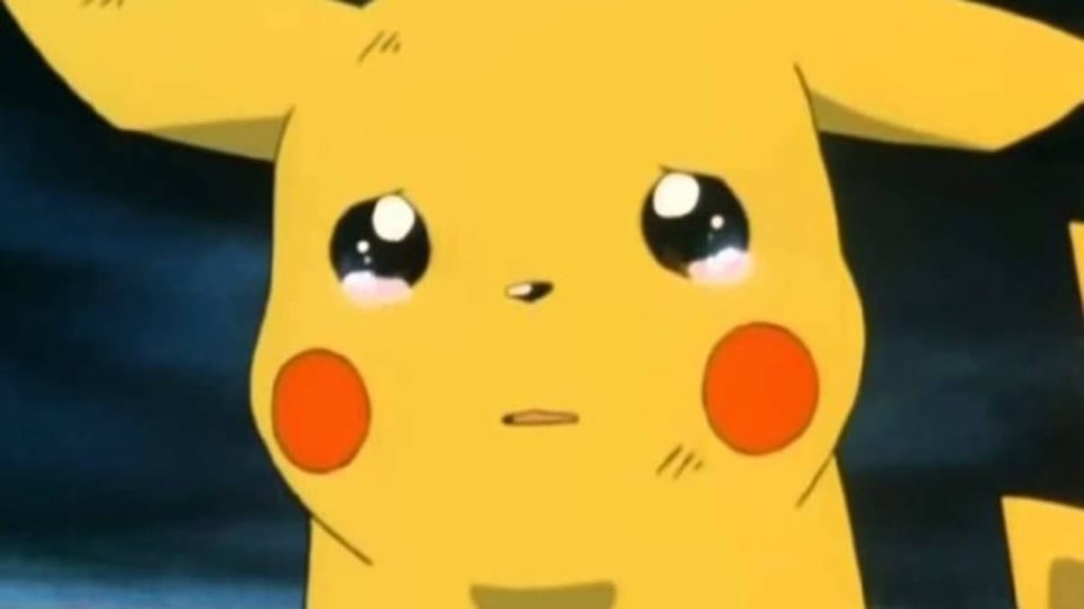 Pikachu crying, most likely because it can't have every single friend in Sword and Shield