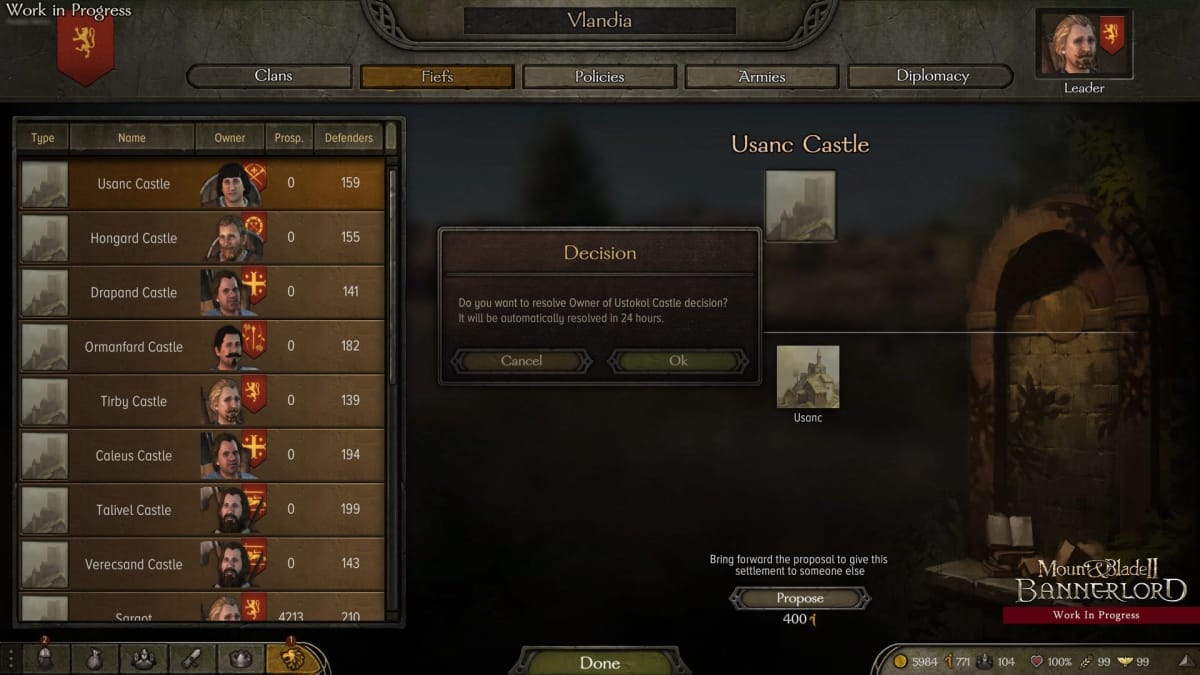Mount and Blade 2: Bannerlord decisions choice
