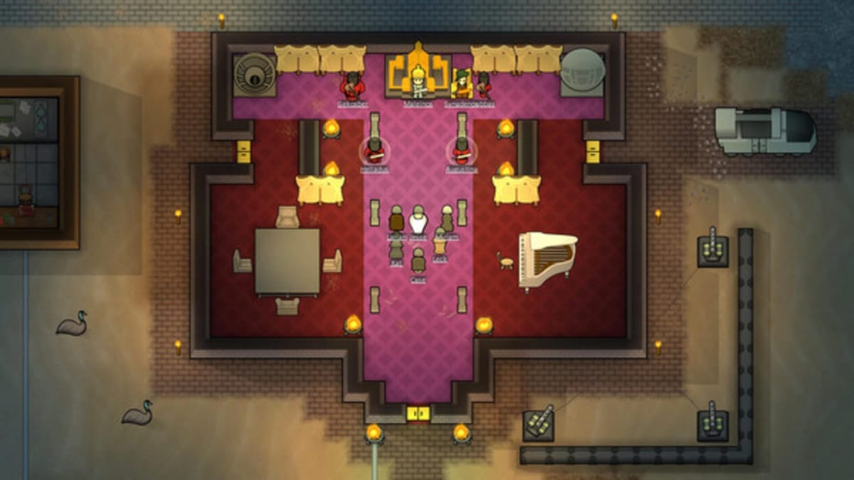 A fancy throne room, courtesy of Rimworld Royalty