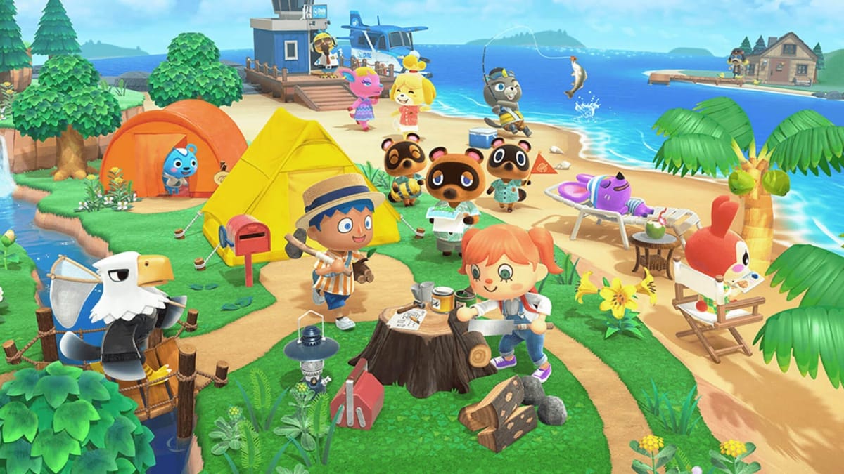 A group of villagers and animal residents in Animal Crossing: New Horizons