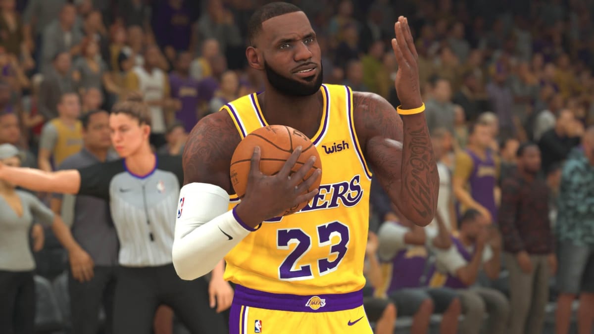 Lebron James in NBA 2K20, presumably frustrated over NBA cancellations.