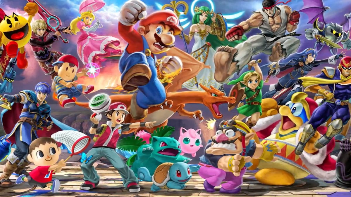 Promo artwork for the fighters in Super Smash Bros Ultimate