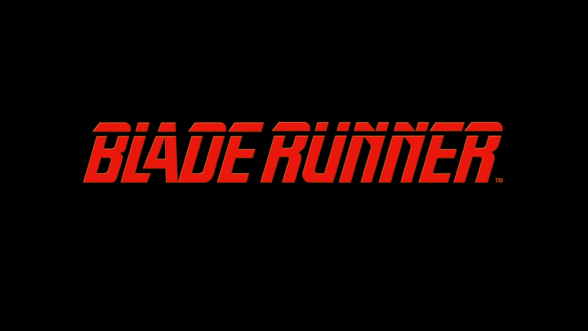 The title Blade Runner in Red Text