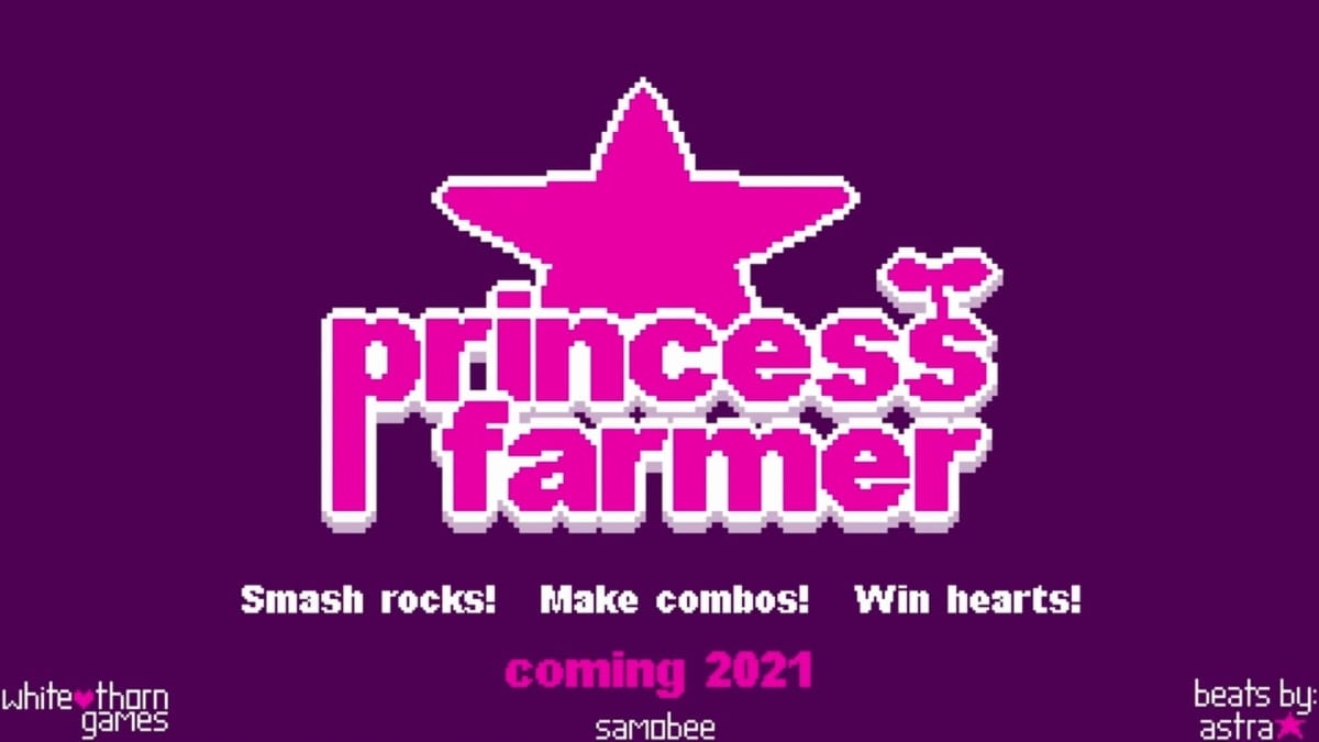 The title of the game in 8-bit pixels and pink text