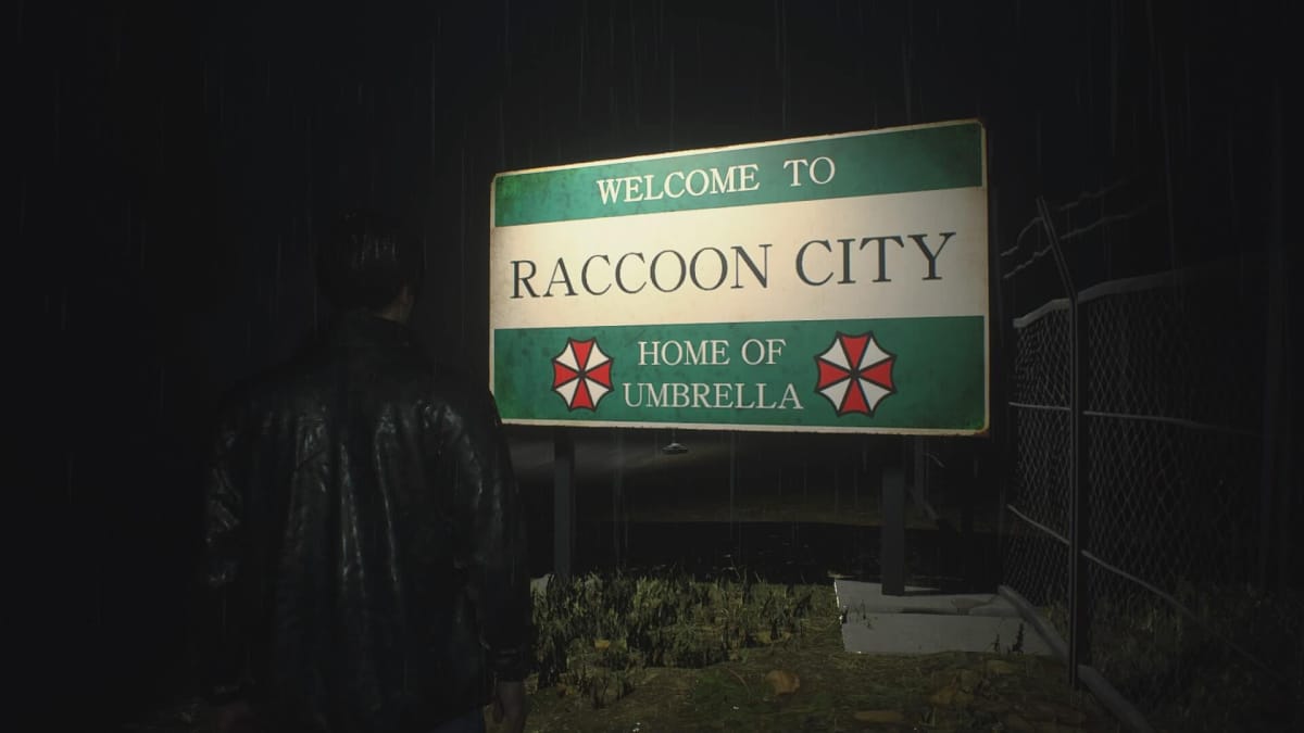 A Raccoon City sign in a Resident Evil game
