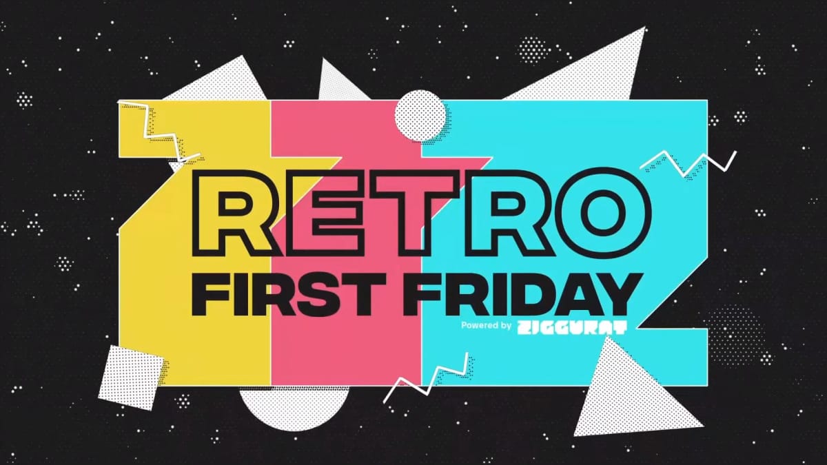 The logo for Ziggurat's new Retro First Friday program