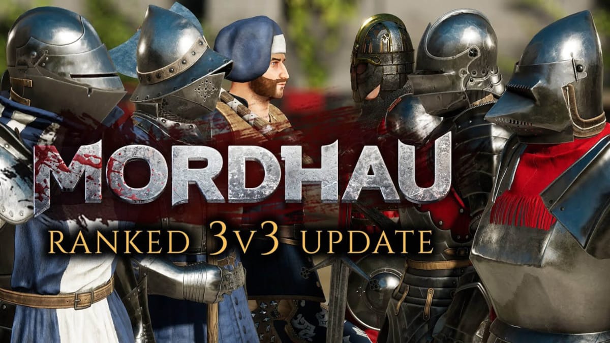 An image depicting two teams facing off in Mordhau's new 3v3 update