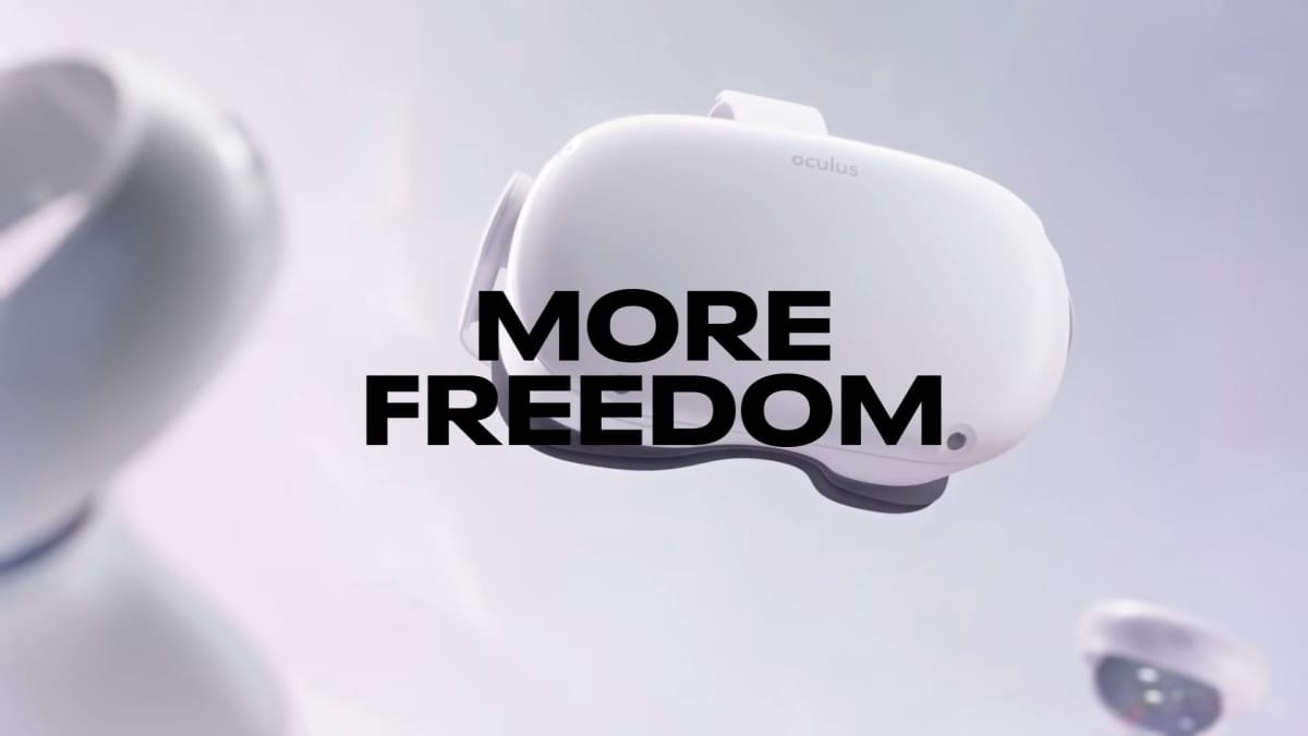 A still from the Oculus Quest 2 trailer showing the slogan "More Freedom"