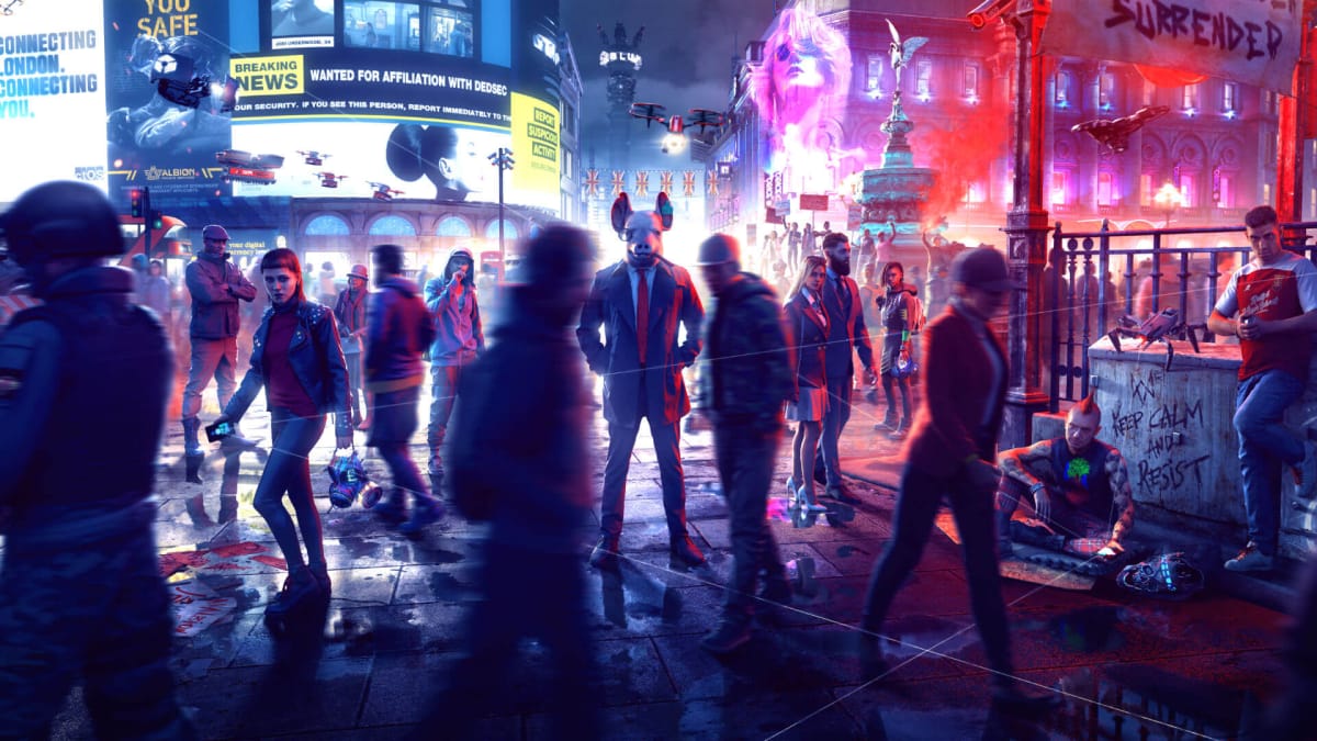 A promo image for Watch Dogs: Legion by Ubisoft, one of the companies implicated in the Egregor ransomware leak