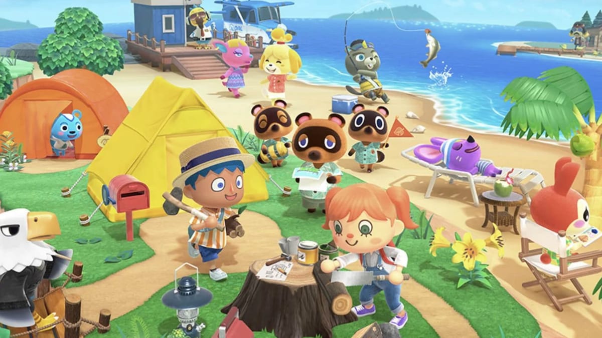 A group of villagers and residents in Animal Crossing: New Horizons