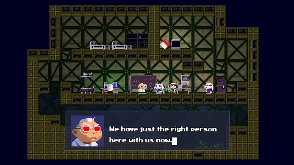 Professor Booster speaking in Cave Story