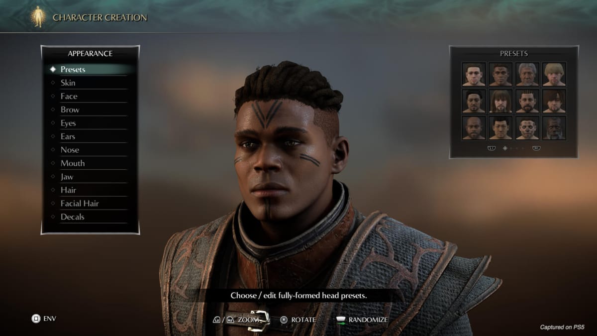 A male character in the Demon's Souls character creator