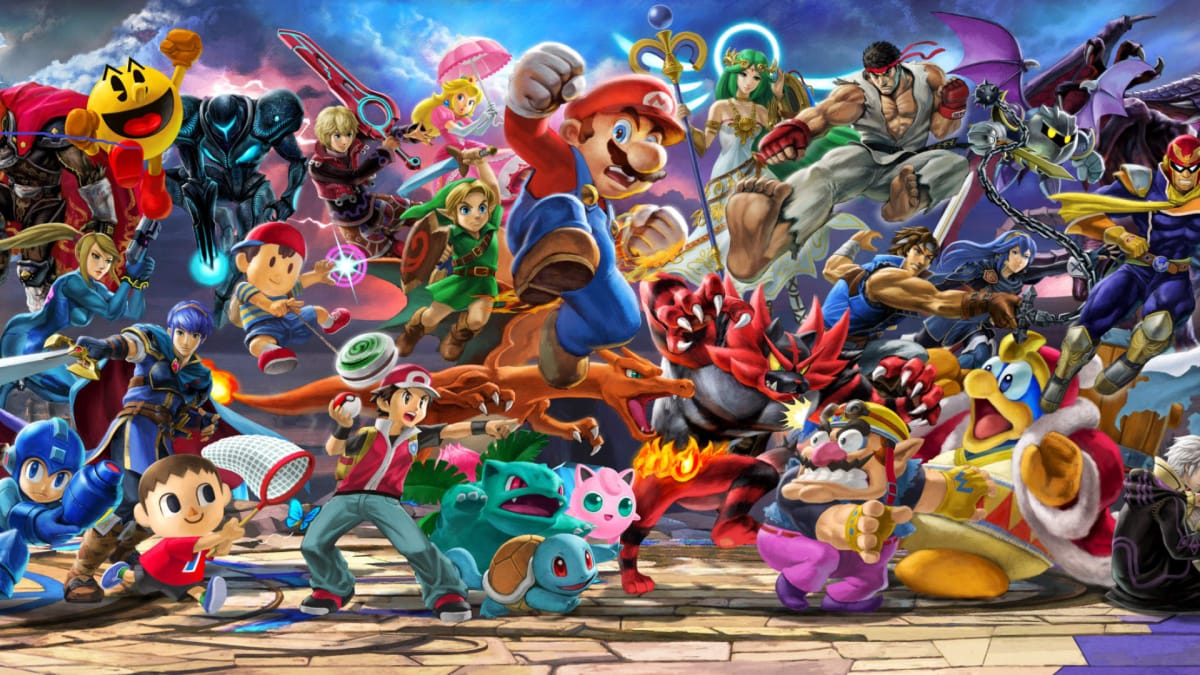 Artwork depicting the characters from Super Smash Bros Ultimate