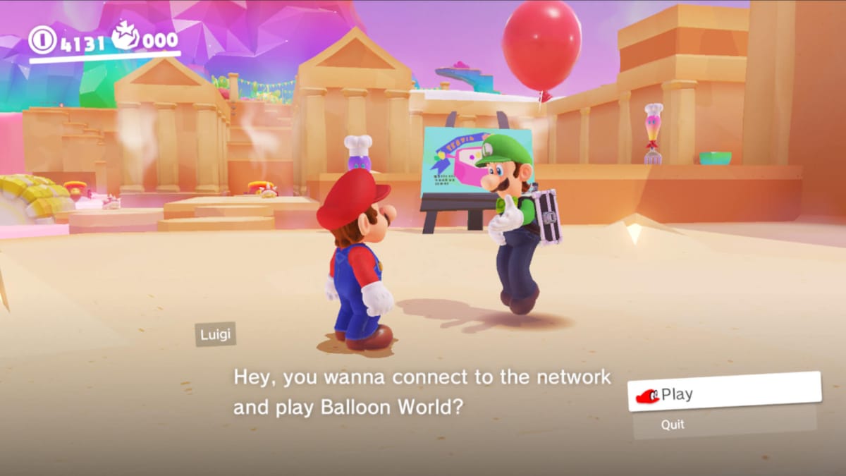 Mario and Luigi on a Yuzu Switch emulation of Super Mario Odyssey