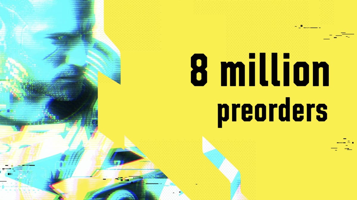 The image CD Projekt Red posted celebrating 8 million preorders of Cyberpunk 2077