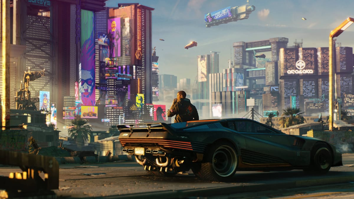 A shot of Night City from Cyberpunk 2077, CD Projekt Red's latest game.