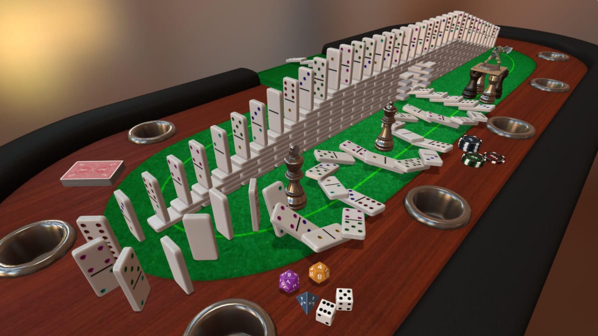Some pieces and cards in Tabletop Simulator.