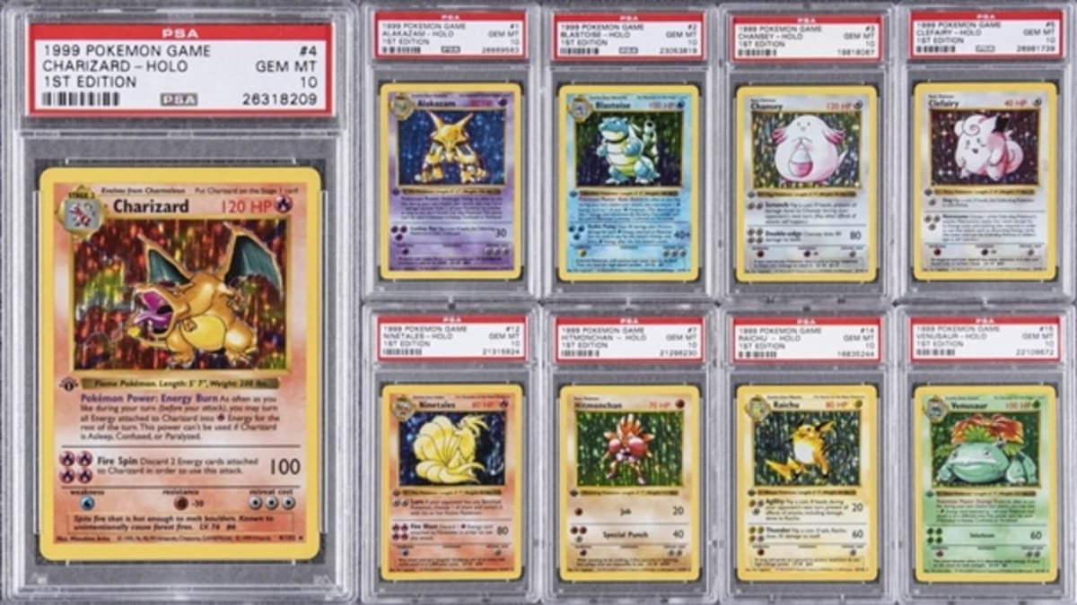 A selection of the highly valuable Pokemon trading cards that were recently sold.