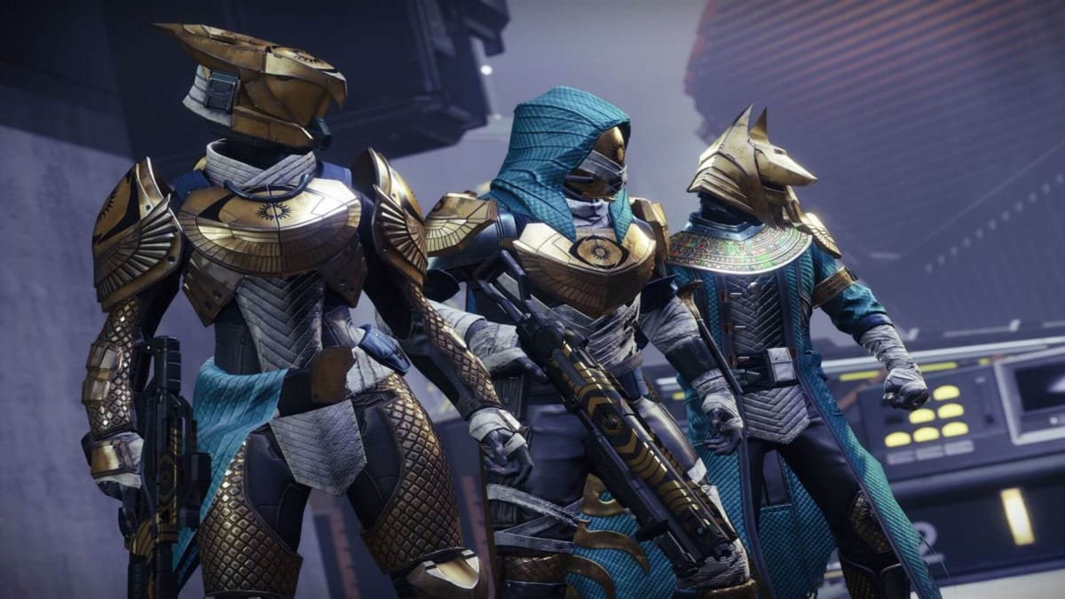A selection of armor sets from Destiny 2 and its Trials of Osiris mode.