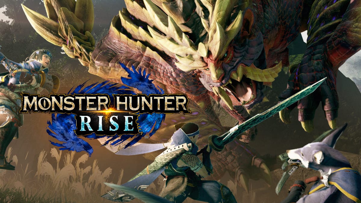 The main artwork and logo for Monster Hunter Rise