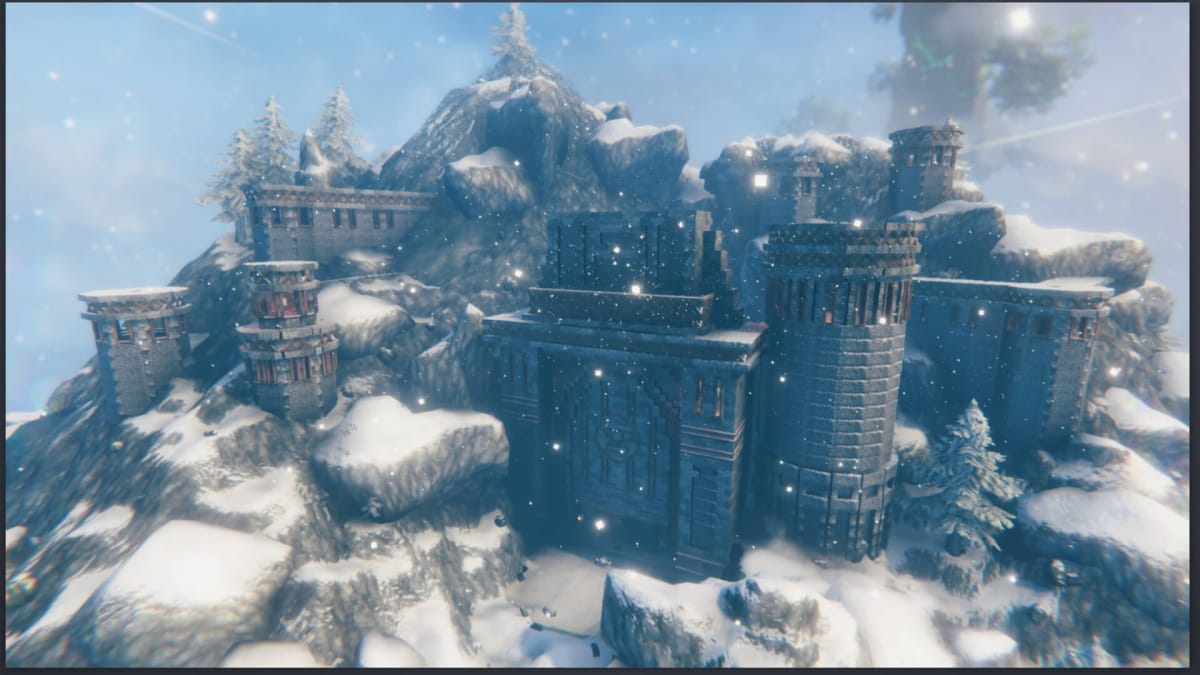 The exterior of Ironforge, as recreated in Valheim.