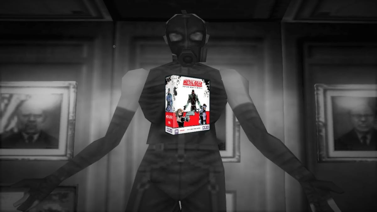 A black and white image of Psycho Mantis with the board game floating in front of him