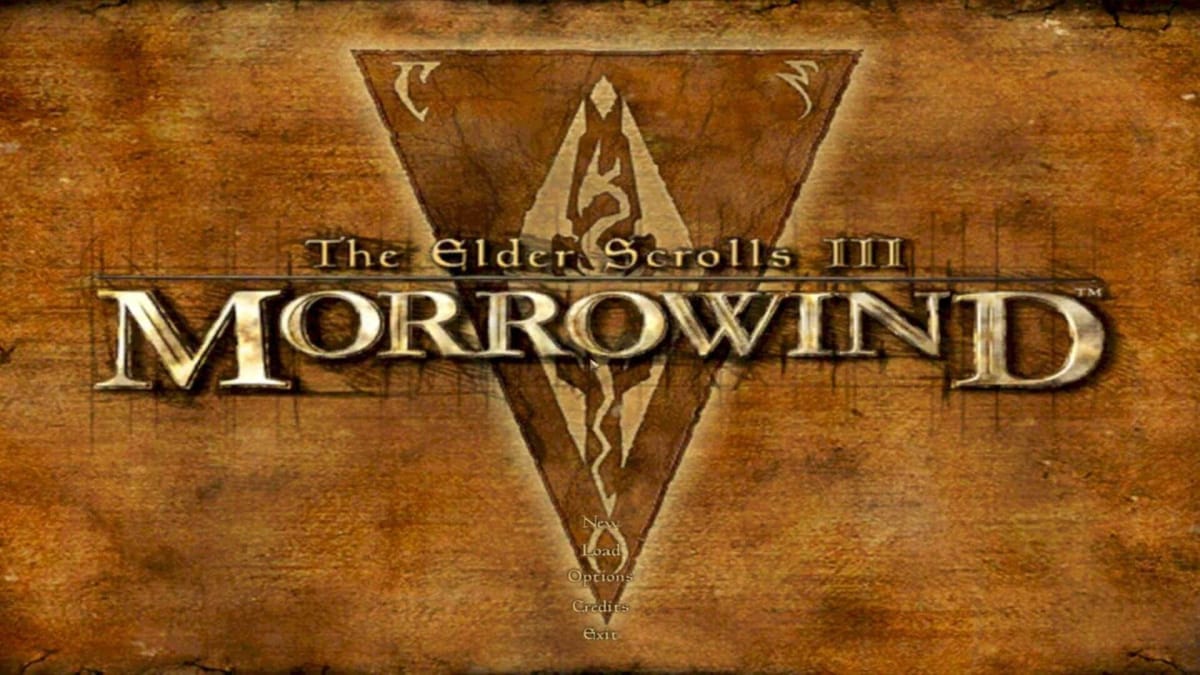 The title screen for The Elder Scrolls: Morrowind.