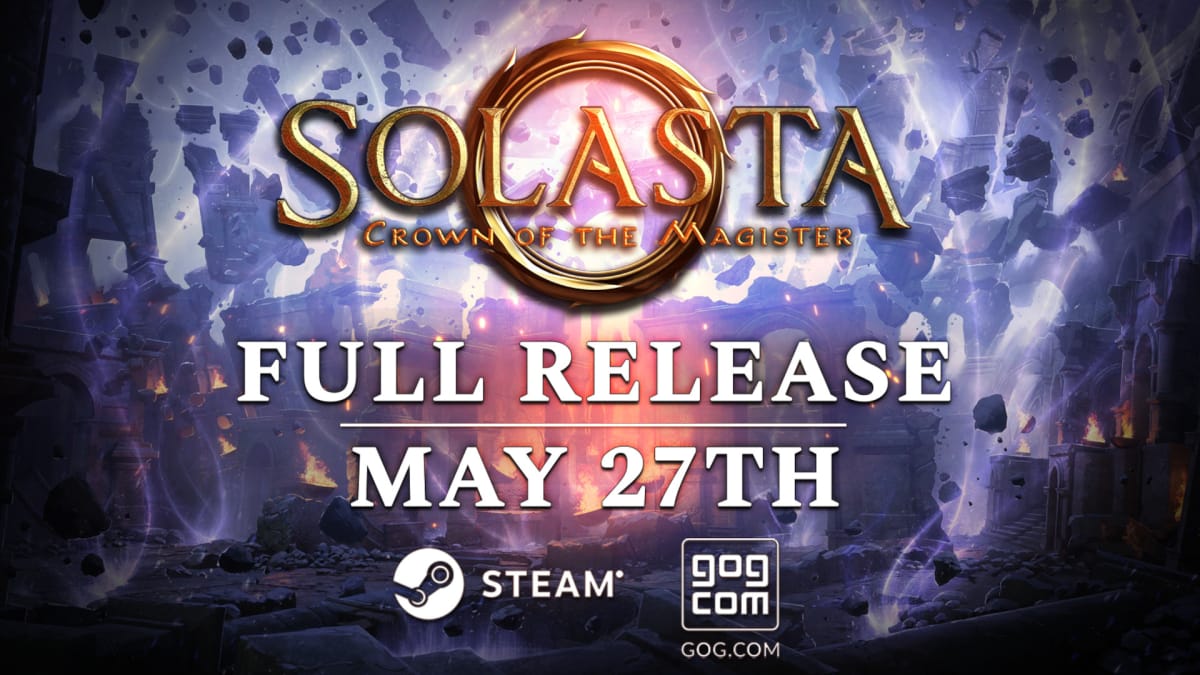 A release banner for Solasta: Crown of the Magister