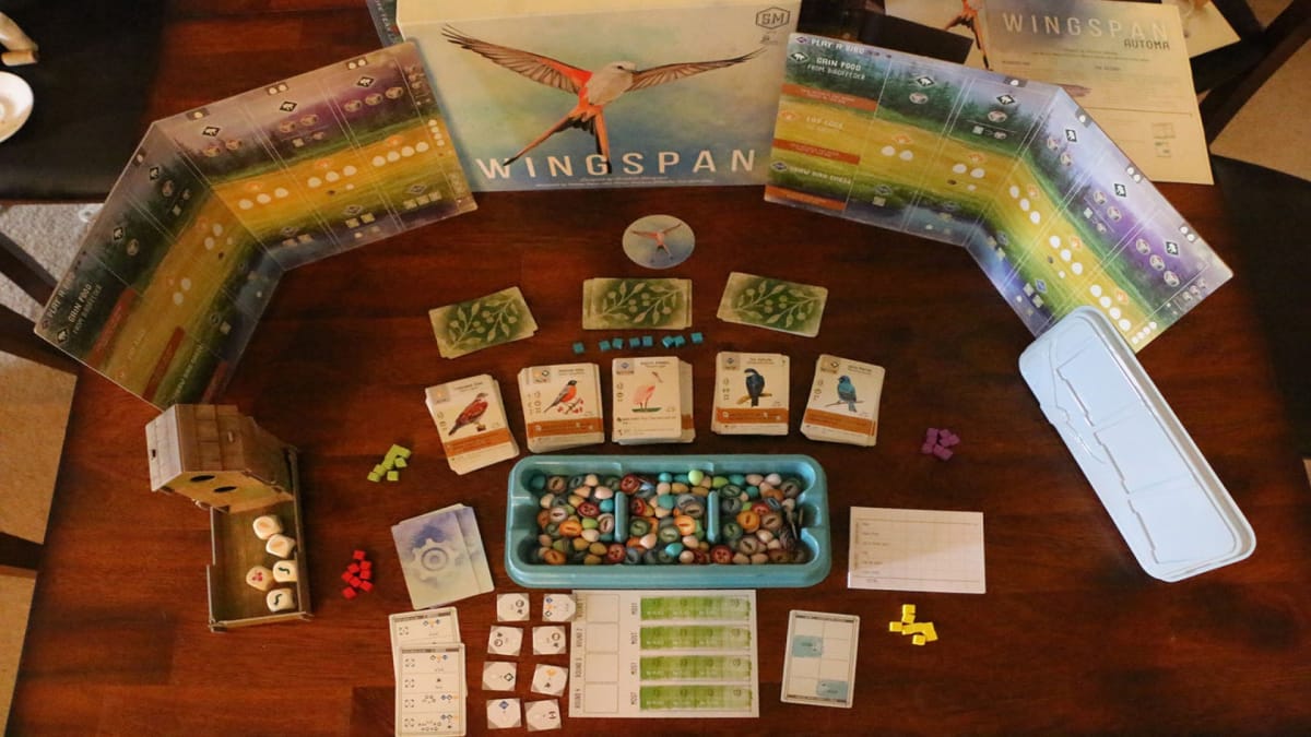 A board set up for Stonemeier Game's game, Wingspan