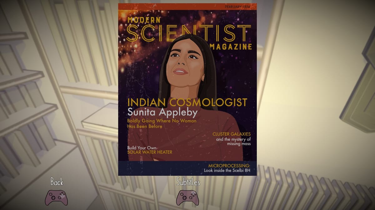 Magazine showing the protagonist, Sunita, on the cover of a science magazine