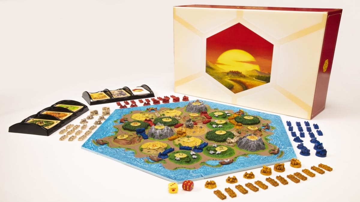 A closer look at the pieces for Catan 3D Edition