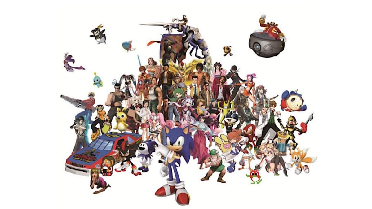 Many Sega mascots and characters posing together