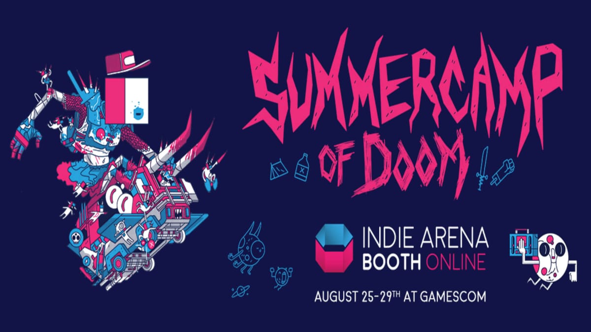 The banner for Gamescom and the MMORPG the Indie Arana Booth is running.