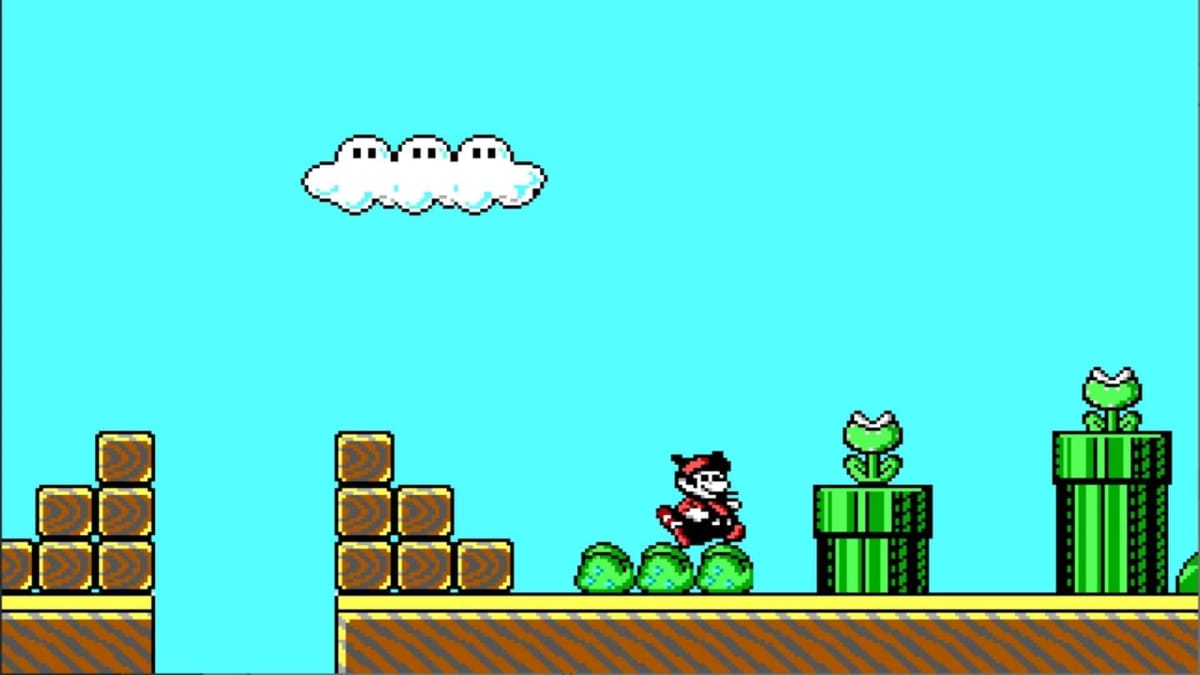 A screenshot from the PC port of Super Mario Bros 3, made by id Software.