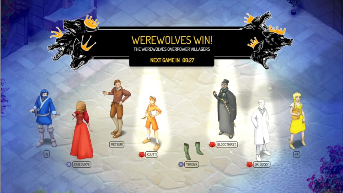 A game of Werewolf being played within Zoom
