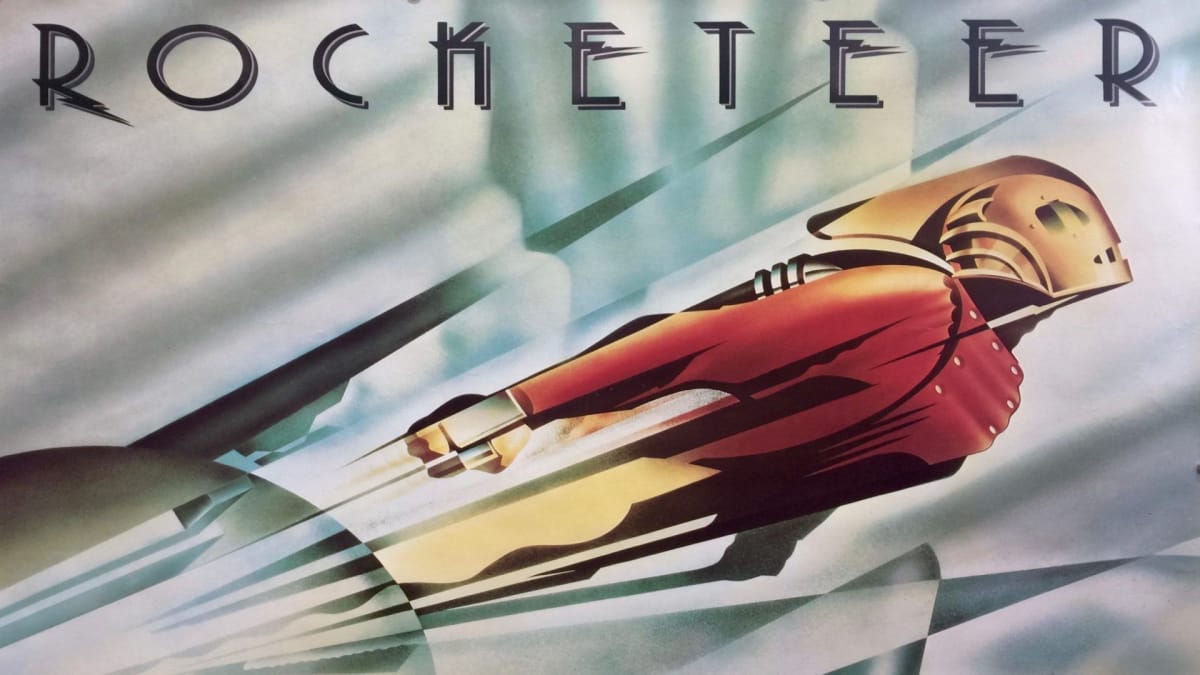 The Rocketeer in an art deco artwork poster