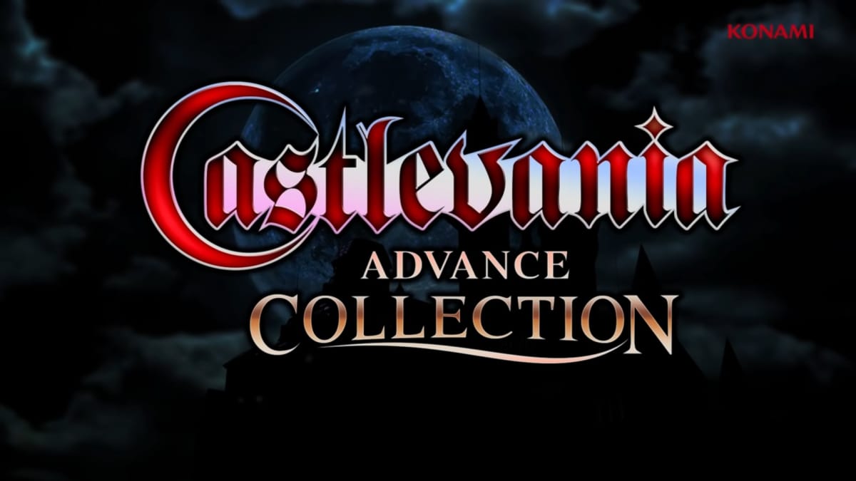 The Collection's title shown over Dracula's castle with a full moon in the distance