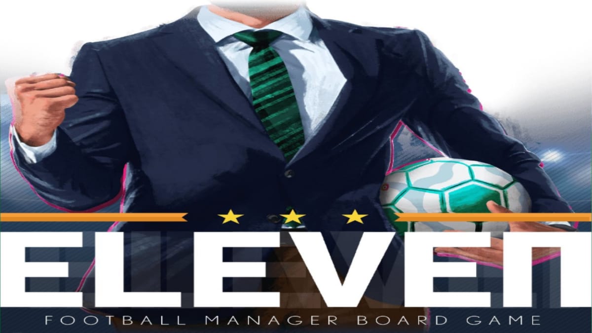 The title of the board game in front of a man in a suit