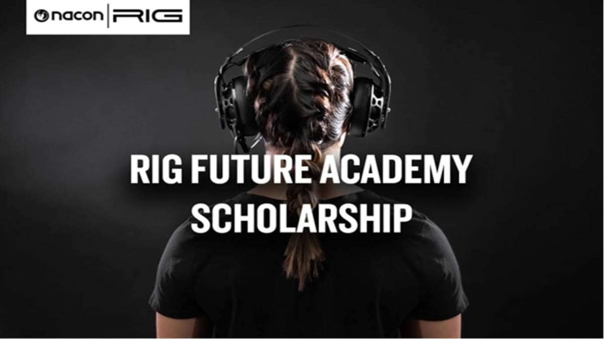 A promotional image for the NACON RIG Future Academy scholarship.